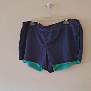 Danskin Now Purple & Green Polyester Active Shorts